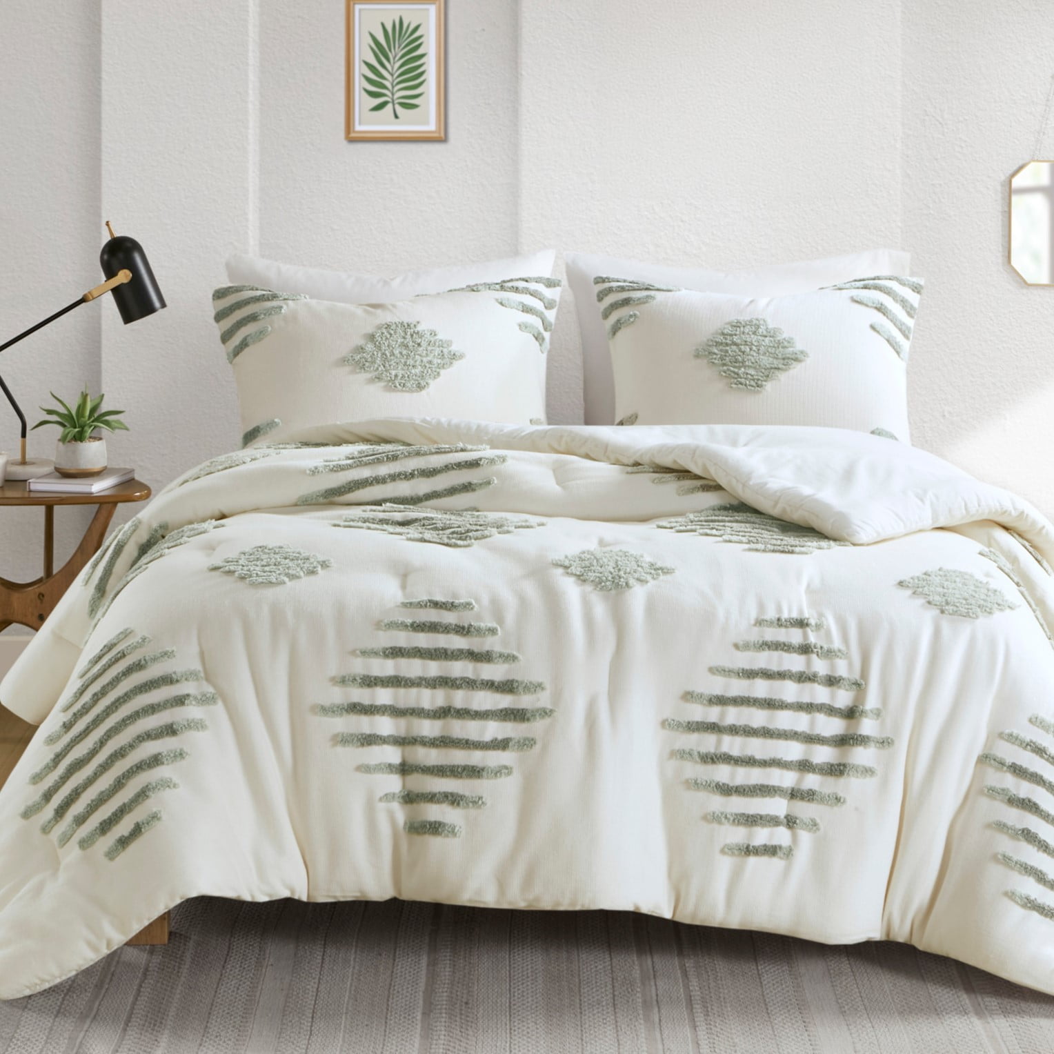 Ivory King Cotton Blend Chenille Comforter Set