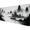 thumbnail image 1 of Ink Landscape Art Gaming Mouse Pad Mountains Rivers Boats Extended Mousepad Waterproof Stitched Edges Rubber Base Non-Slip Deskmap Computer Keyboard Mat 31.5x11.8 Inch, 1 of 6