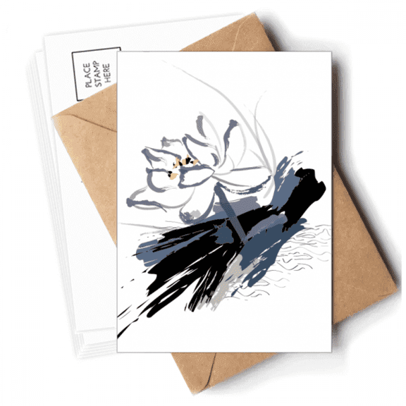 Ink Lotus Flower  Flower Postcards Envelopes Blank Note Cards Mailing