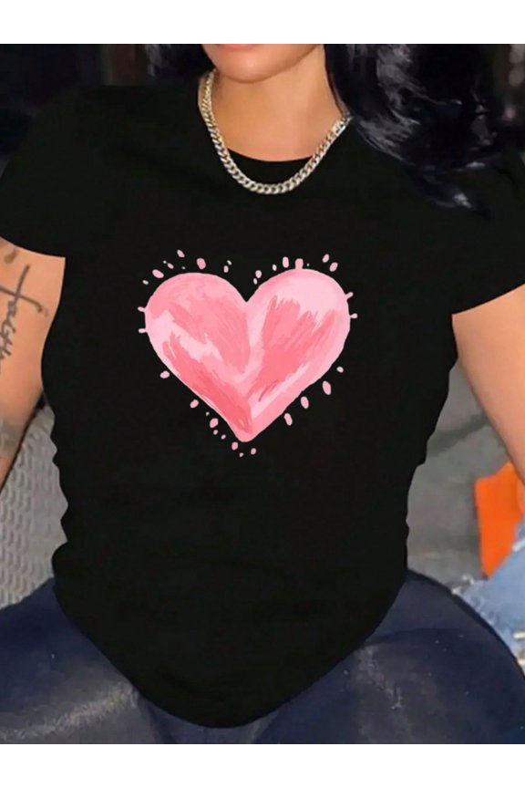 Ink Love Print T-Shirt Women Short Sleeve Lightweight Tee A Comfy Gift