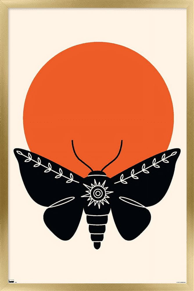 Ink Moth Wall Poster, 14.725" x 22.375", Framed