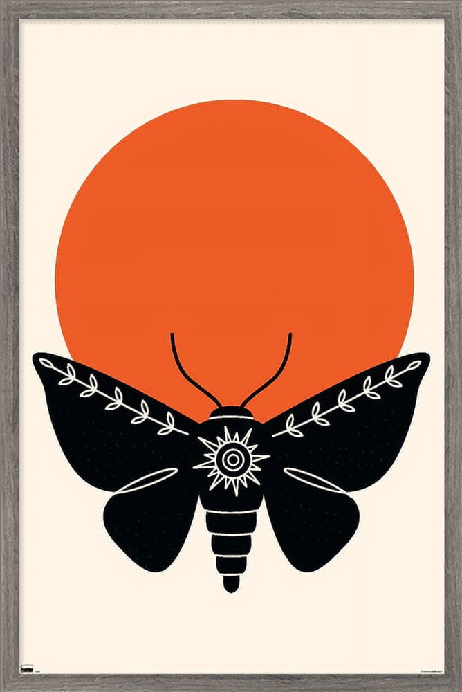 Ink Moth Wall Poster, 14.725" x 22.375", Framed