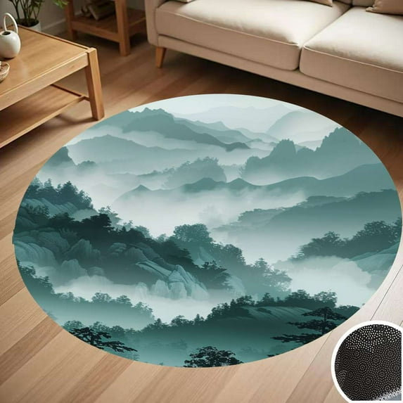 Ink Mountains Round Carpet Living Room Bedroom Home Decoration Coffee Table Mat Lounge Rug Chair Mats