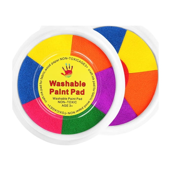 Ink Pads for Stamps,Stamp Pad,Washable Ink Pads for Kids,Rainbow Washable Large Ink Pads for Rubber Stamps Kids,Funny Finger Painting Kit Finger Drawing Toys Kid's Finger Paints(7-Color S)