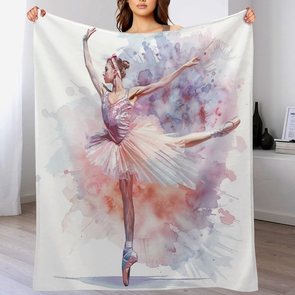 Ink Painting Classical Ballet Decorative Flannel Blanket 60"x80" Dance Girl Throw Blanket Super Soft Warm Throw Flannel Blanket Gifts for Women Throw Blanket Gift for Kids Family And Friends