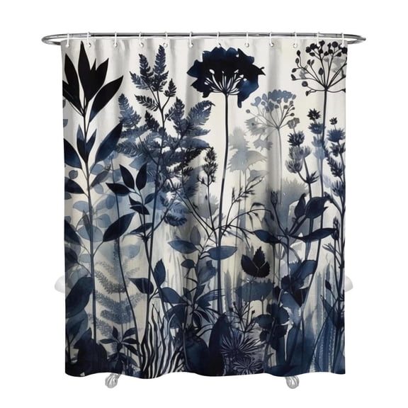 Ink Painting Flower Grey and Blue Shower Curtains, Farmhouse Shower Curtains for Bathroom,Waterproof Fabric Shower Curtain Set with 12 Hooks Decor 72×84 Inch