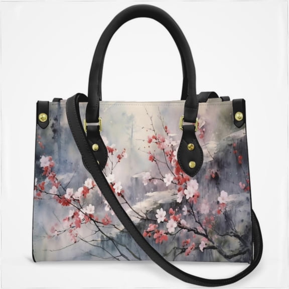 Ink Painting Of Plum Blossoms In The Snow Cross Body Bags For Women Small Leather Female Handbags Fashion Top-Handle Totes