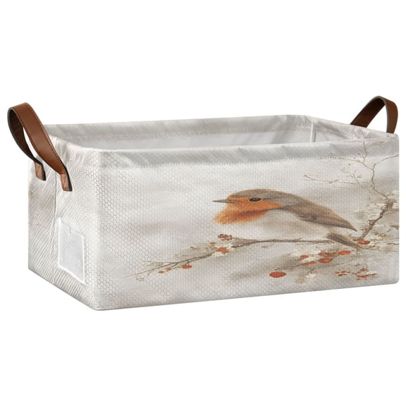 Ink Painting Open Home Storage Bins Foldable Metal Frame Shelf Baskets 16.9x11.4x7.7in Water-Resistant