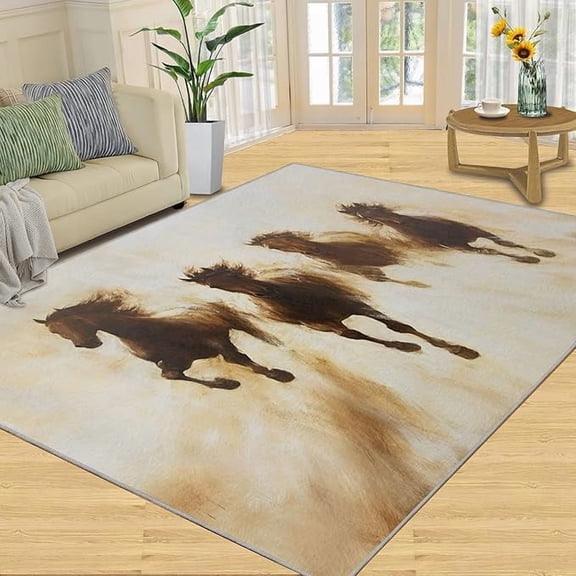 Ink Painting Rug, Rugs for Bathroom, Landscape Rug - Home Decor, Clouds and Mist Area Rug, Red Plum Rugs for Bedroom, Mountains Carpet, Fashion Mat 2 x 3ft