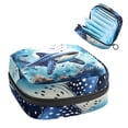 thumbnail image 1 of Ink Painting Sea Animals Whale Sharks Sanitary Napkin Storage Bag, Zipper Menstrual Cup Pouch Feminine Menstruation First Period Pads Holder for Girls Women Ladies, 1 of 6