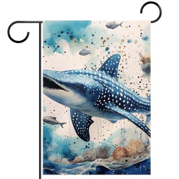 Ink Painting Sea Whale Double Sided Garden Flag Decorative Weather Resistant Yard Flag, Large DIY Vertical Flag for Farmhouse Patio Lawn, 28x40 Inch