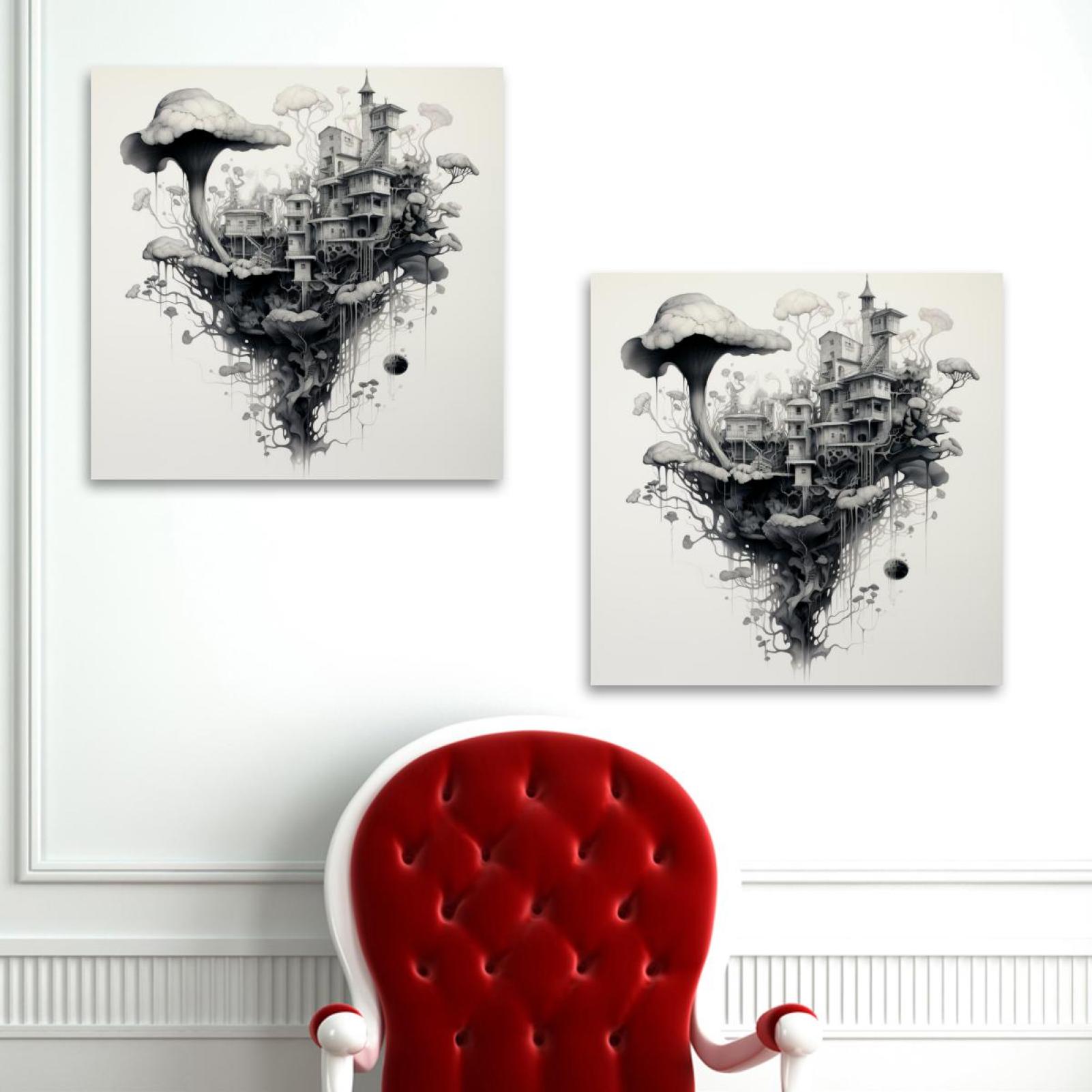 Ink Plant Pattern 2PC Canvas Wall Art Paintings for Living Room Canvas ...