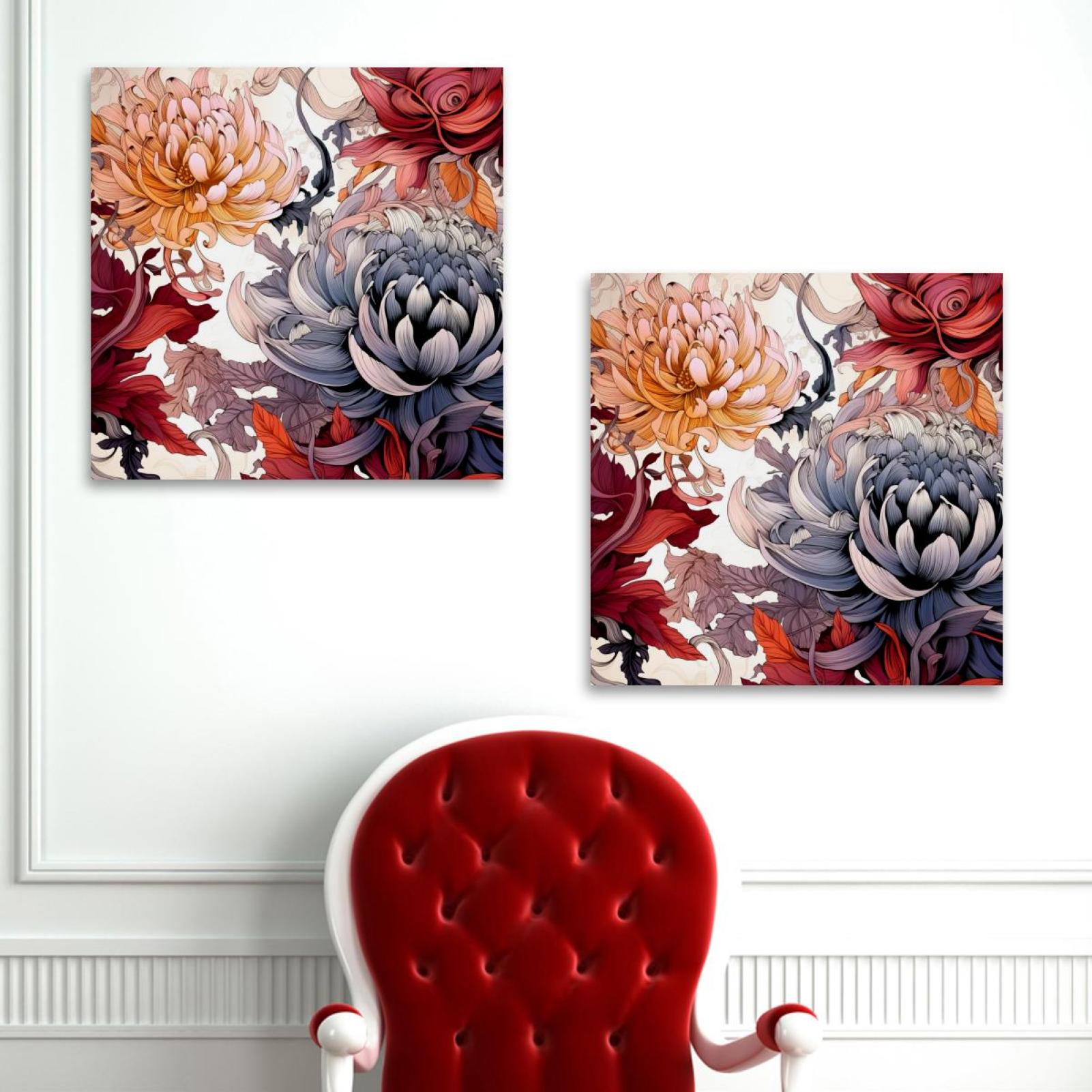 Ink Plant Pattern 2PC Canvas Wall Art Paintings for Living Room Canvas ...