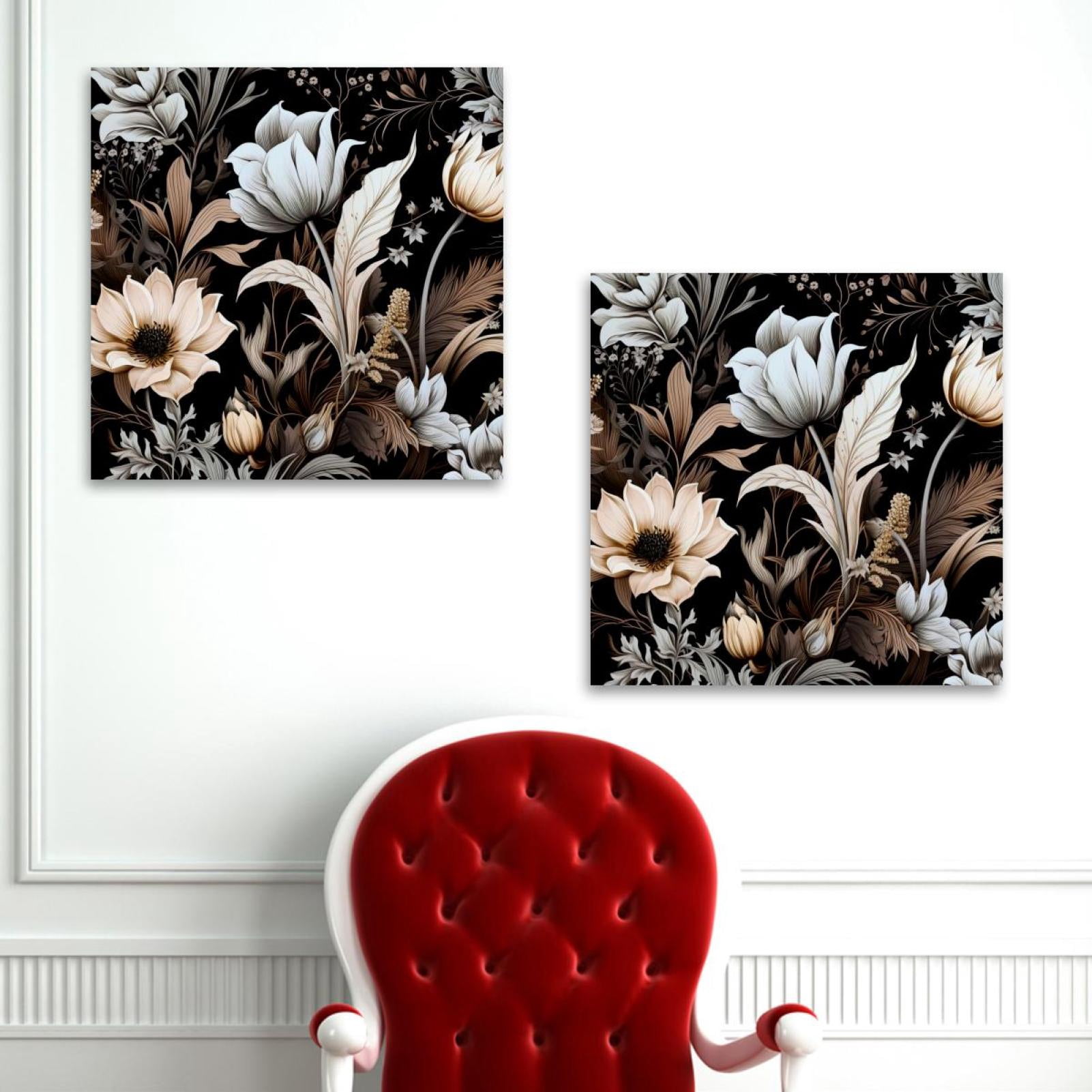 Ink Plant Pattern 2PC Canvas Wall Art Paintings for Living Room Canvas ...