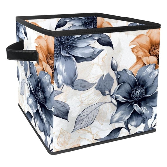 Ink Plants Foldable Cube Organizer Storage Basket with Handle, 10.8"x10.5"x10.6", Large Capacity Clothes Storage