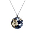 thumbnail image 1 of Ink Plants Glass Design Circular Pendant Necklace - Womens Necklaces, 1 of 5