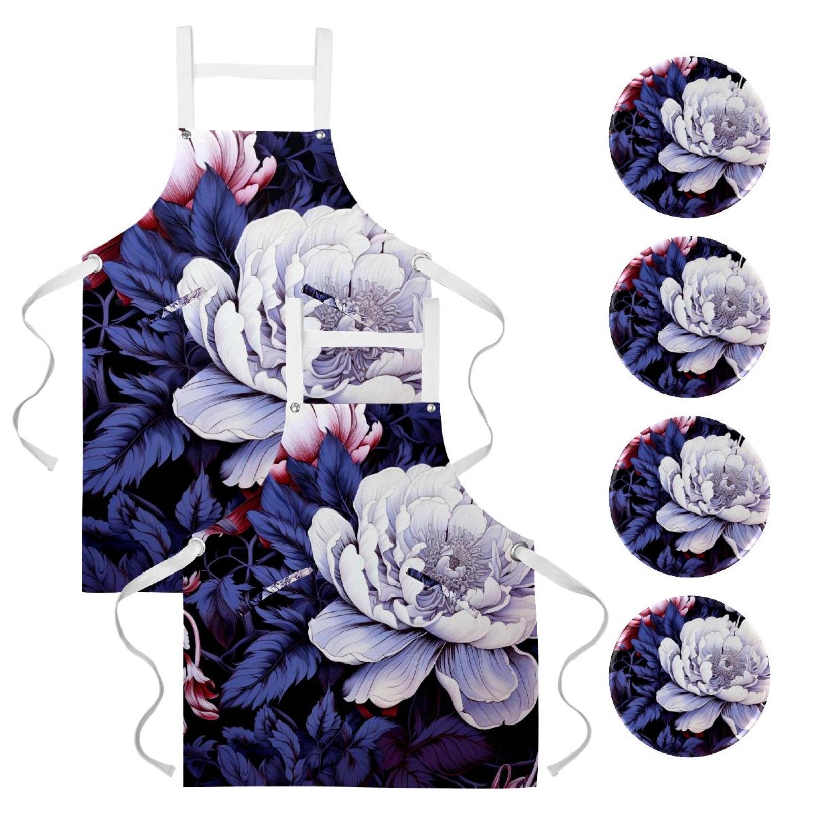 Ink Plants Waterproof 2 Pack Circle Pins Buttons Waitress Apron with ...