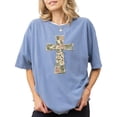 thumbnail image 1 of Ink-Printed Image NOT Quilt - He Is Risen Cross Shirt for Women Easter Graphic T-Shirt Blue Jean Shirt Adult 2XL, 1 of 7