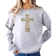 thumbnail image 1 of Ink-Printed Image NOT Quilt - He Is Risen Cross Sweatshirt for Women Easter Pullover Gray Sweatshirt Adult Medium, 1 of 8