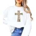 thumbnail image 1 of Ink-Printed Image NOT Quilt - He Is Risen Cross Sweatshirt for Women Easter Pullover White Sweatshirt Adult X-Large, 1 of 8