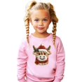 thumbnail image 1 of Ink Printed Image NOT a Chenille Patch Cow Sweatshirt for Women, Teens & Kids Faux Yarn Christmas Sweater Pink Sweatshirt 5-6, 1 of 6
