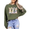 thumbnail image 1 of Ink Printed Image NOT a Quilt Patch - 3 Bunnies Easter Patchwork Pullover Army Green Sweatshirt Adult Small, 1 of 7