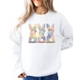 thumbnail image 1 of Ink Printed Image NOT a Quilt Patch - 3 Bunnies Easter Patchwork Pullover White Sweatshirt Adult X-Large, 1 of 7
