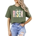 thumbnail image 1 of Ink Printed Image NOT a Quilt Patch Easter He Is Risen Shirt for Women Christian Spring Tee Military Green Shirt Adult Small, 1 of 7