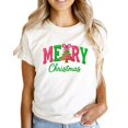 thumbnail image 1 of Ink Printed Image NOT a Yarn Patch - Trendy Faux Yarn Merry Christmas Graphic Shirt Natural Shirt Adult 2XL, 1 of 5