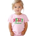 thumbnail image 1 of Ink Printed Image NOT a Yarn Patch - Trendy Faux Yarn Merry Christmas Graphic Shirt Pink Shirt 2T, 1 of 7