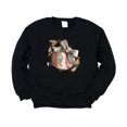 thumbnail image 1 of Ink-Printed Image Not Actual Fabric Camo Coquette Bow Baseball Sweatshirt for Women & Youth Black Sweatshirt Adult Large, 1 of 8
