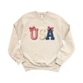 thumbnail image 1 of Ink-Printed USA Coquette Bow Sweatshirt for Women Girls Kids Patriotic July 4th Family Matching Sand Sweatshirt Adult Medium, 1 of 8