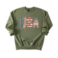 thumbnail image 1 of Ink-Printed USA Distressed Flag Sweatshirt for Women Kids July 4th Family Matching Crewneck Army Green Sweatshirt Adult Med, 1 of 8