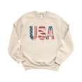 thumbnail image 1 of Ink-Printed USA Distressed Flag Sweatshirt for Women Kids July 4th Family Matching Crewneck Sand Sweatshirt Adult Medium, 1 of 8