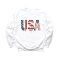 thumbnail image 1 of Ink-Printed USA Distressed Flag Sweatshirt for Women Kids July 4th Family Matching Crewneck White Sweatshirt Youth Large, 1 of 9