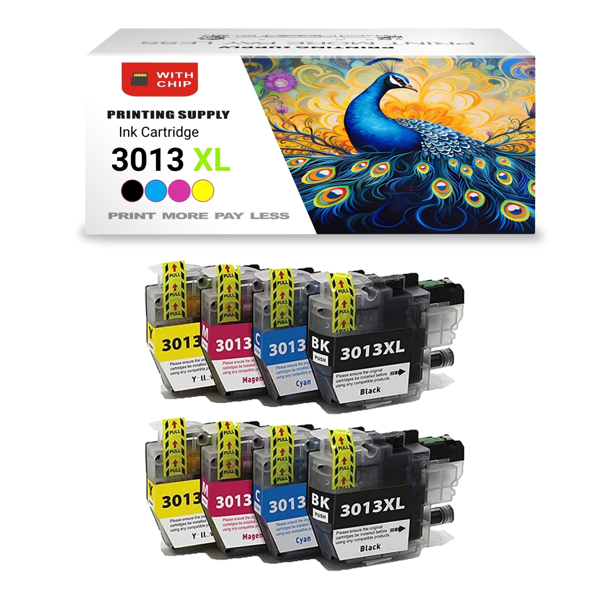Ink Printer Cartridge, for MFC-J497DW, Black/Tri-Color, 8 Pack