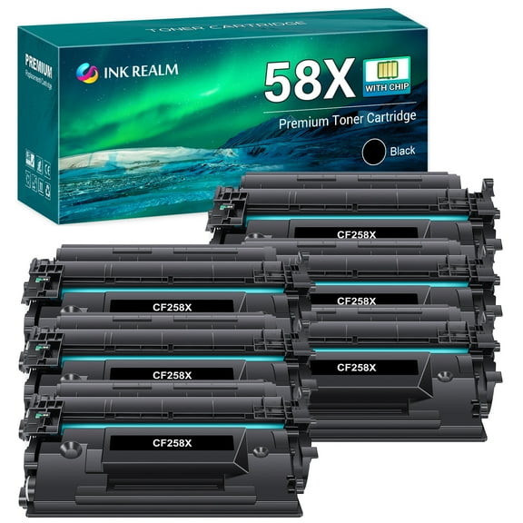 Ink Realm WITH CHIP 6-Pack Compatible Toner for HP 58X CF258X for HP LaserJet Pro M404 M404n M404dn M404dw M406 M430 Pro MFP M428 M428dw M428fdn M428fdw Printer Ink Black