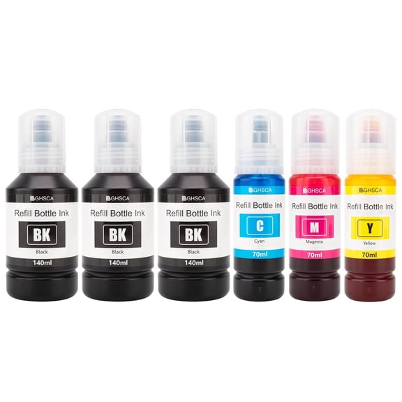 Ink Refills for Printers Replacement for Epson 502 Ink Refill Bottles, ET-2850 ET 3850 4760 2760 3830 4850 15000 2750 4750 3750 Printers(3 Black/Cyan/Magenta/Yellow)