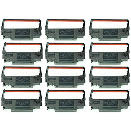 Ink Ribbon ERC 30, ERC 34, ERC 38, ERC 30/34/38 compatible black and red impact and dot matrix printer ribbon cartridge for the ERC38, NK506 by Monroe Systems for Business (12-pack, black and red)