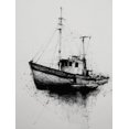 thumbnail image 1 of Ink Sketch Fishing Boat Canvas Print, Decor for Living Room, Bedroom, Study, Office, Hallway, Nautical Maritime Home, 1 of 8