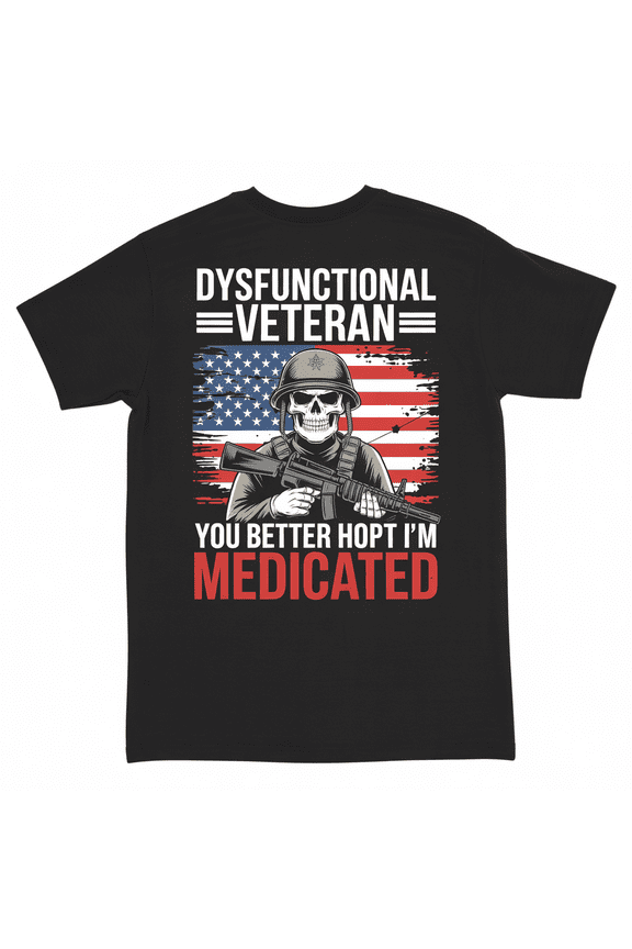 Combat Veteran Armed Forces Graphic T-Shirt Black Heavyweight Cotton Tee