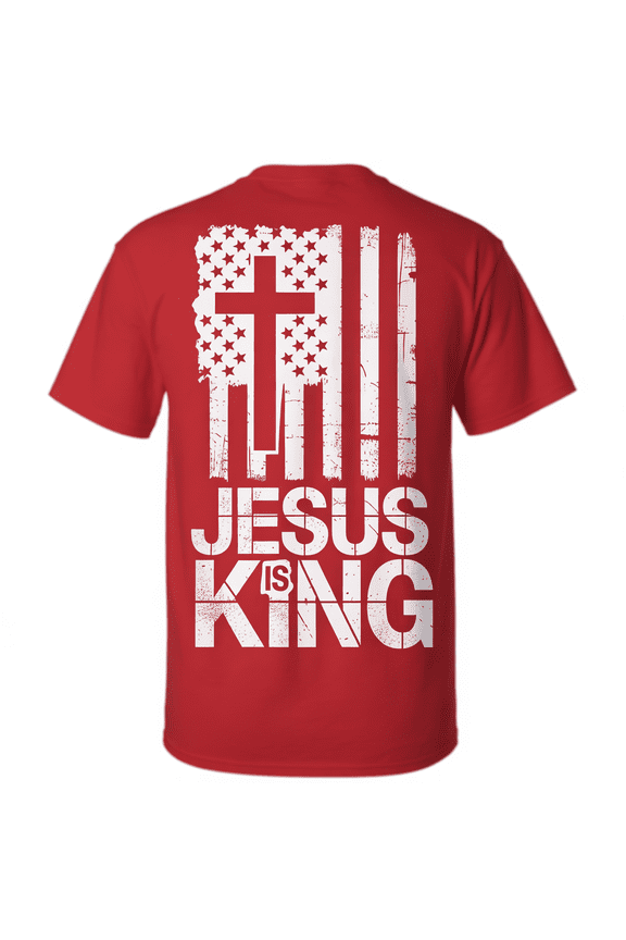 Distressed American Flag Jesus Red Friday Patriotic Graphic T-Shirt Red