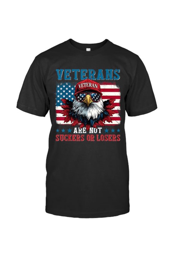 Patriotic Pride Eagle Not Suckers or Losers Graphic Short Sleeve T-Shirt for Veterans