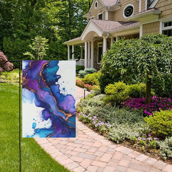 Ink Splash Alcohol Garden Flag 12x18 inch Double Sided Outside Yard Decorations for Home Outdoor