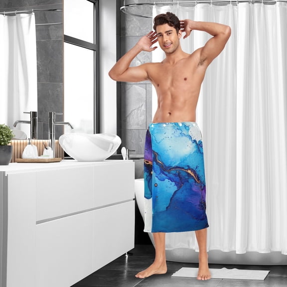 Ink Splash Alcohol Men Bath Towel Adjustable Body Wrap for Sauna Spa Gym Shower After Soft Cover Up