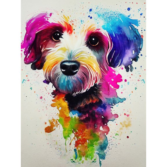 Ink Splatter Cockapoo Dog Watercolour Painting Extra Large XL Wall Art Poster Print