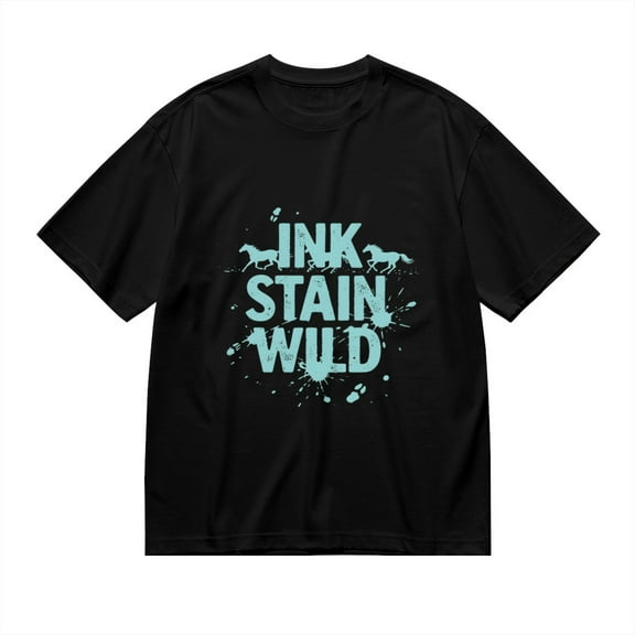 Ink Stain Wild,blue Horse Silhouette With Ink Splatter Print, T Shirt for Men, Vintage Graphic Tees Men, 23686780,XL