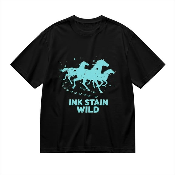 Ink Stain Wild,spotted Horse With Footprint Trail Print 3, T Shirt for Men, Vintage Graphic Tees Men, 23686778,3XL