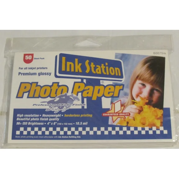 Ink Station Photo Paper Premium Glossy/ 50 Sheets/ 4" X 6"