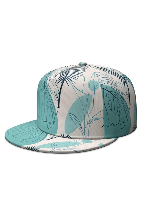 Ink Style Baseball Cap – Sketch Print Flat Brim Hat, Trendy & Adjustable